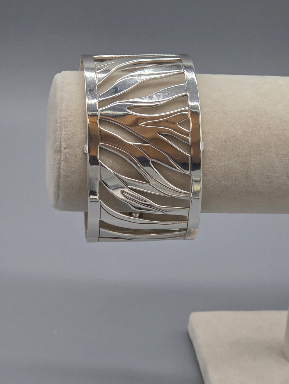 Brighton Silver Tone Cutout Zebra-Pattern Cuff Bracelet - Silver